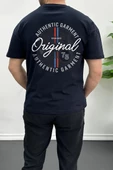 Erkek Oversize %100 Pamuk Original Sırt Baskılı T-shirt Lacivert Edw092 thumbnail 1