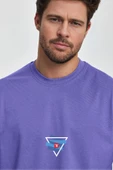 Erkek Oversize %100 Pamuk Üçgen Baskılı T-shirt Mor Edw043 thumbnail 2