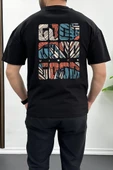 Erkek Oversize %100 Pamuk Good Vibes Sırt Baskılı T-shirt Siyah Edw091 thumbnail 1
