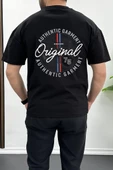Erkek Oversize %100 Pamuk Original Sırt Baskılı T-shirt Siyah Edw092 thumbnail 1