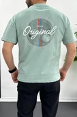 Erkek Oversize %100 Pamuk Original Sırt Baskılı T-shirt Yeşil Edw092 - 1