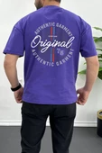 Erkek Oversize %100 Pamuk Original Sırt Baskılı T-shirt Mor Edw092 thumbnail 1
