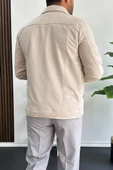 Erkek Slim Fit Cepli Nubuk Ceket Krem Edw081 - 3