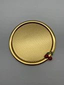 6'lı Kirazlı Yuvarlak Gold Çay ve Kahve Sunum Tepsisi, Dekoratif Servis Tepsisi 22cm Tek Kişilik - 4