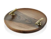 SETABİANCA KULPLU AHŞAP TEPSİ YUVARLAK BRONZ - 1