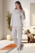 Mecit 6021 Bayan Vizon Büyük Beden Uzun Kollu Pijama Takımı - 1