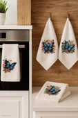 3 lü Kelebek Baskılı %100 Pamuklu Mutfak Havlusu 30 x 50 Cm - 3