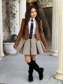 Uğurböceğiçocuk Vildan Tabu Kravatlı 3'lü Kız Çocuk Ceketli Takım - 7