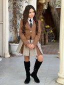 Uğurböceğiçocuk Vildan Tabu Kravatlı 3'lü Kız Çocuk Ceketli Takım - 1