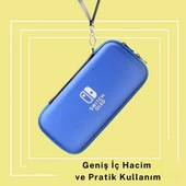 Cosmostech Nintendo Switch Oyun Konsolu Uyumlu Taşıma Çantası Kılıf Mavi - 3