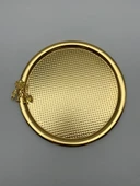 6'lı Japon Güllü Yuvarlak Gold Çay ve Kahve Sunum Tepsisi, Dekoratif Servis Tepsisi 22cm - 3
