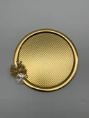 6'lı Kelebekli Yuvarlak Gold Çay ve Kahve Sunum Tepsisi, Dekoratif Servis Tepsisi 22cm Tek kişilik - 4