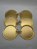 6'lı Kelebekli Yuvarlak Gold Çay ve Kahve Sunum Tepsisi, Dekoratif Servis Tepsisi 22cm Tek kişilik - 1