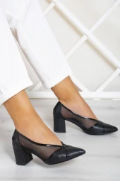 Erkan Saçmacı Mirabella Siyah Vegan Fileli Klasik Ayakkabı thumbnail 1