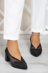 Erkan Saçmacı Mirabella Siyah Vegan Fileli Klasik Ayakkabı thumbnail 2