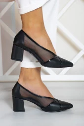 Erkan Saçmacı Mirabella Siyah Vegan Fileli Klasik Ayakkabı thumbnail 3