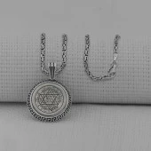 Mührü Süleyman Yuvarlak 925 Ayar Gümüş Erkek Kolye thumbnail 1