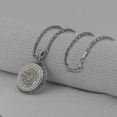 Mührü Süleyman Yuvarlak 925 Ayar Gümüş Erkek Kolye thumbnail 2