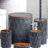 Okyanus Home Diamond 5’li Banyo Seti Gri Ahşap 1305 - 1