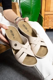 Albishoes Kadın Dolgu Topuk 5,5 cm Anatomik Yumuşak Taban Rahat Kullanım Günlük Kadın Terlik - 3