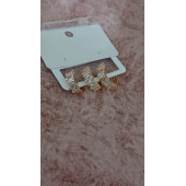 Zirkon Taş Çelik Gold Küpe - 1