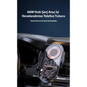 Coofbe Şeffaf 15W Akıllı Şarj Araç İçi Telefon Şarjı Araç Tutucu 360° Dönen Araç İçi Telefon Tutucu - 2