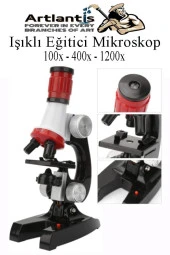 Mikroskop Eğitici Led Işıklı 100x 400x 1200x 1 Adet Çocuklar İçin Mikroskop Bilimsel Mikroskop Oyuncak - 1