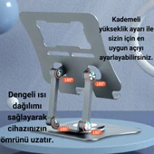 Coofbe Alüminyum Yükseklik Ayarlı 360° Dönebilen Tablet Laptop Standı Masaüstü Laptop Standı Kaymaz Ped - 9
