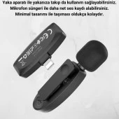 Polham Profesyonel Kablosuz iPhone Lightning Yaka Mikrofonu, 20 Metre Mesafeli Yayıncı Yaka Mikrofonu - 4