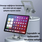 Coofbe Alüminyum Yükseklik Ayarlı 360° Dönebilen Tablet Laptop Standı Masaüstü Laptop Standı Kaymaz Ped - 8