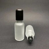 20 Ml Buzlu Cam Roll on Şişesi , Siyah Kapaklı Cam Esans Şişesi 20 cc  x 3 Adet thumbnail 1