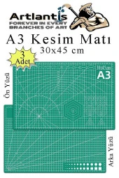 Kesim Matı A3 30x45 cm Çift Taraflı 3 Adet Çizim Matı Kesme Madı Kesim Tablası Kesim Altlığı - 1