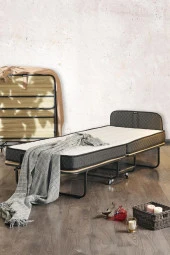 Niron Premium Katlanır Yatak 90x200 cm Paket Yaylı Lüks Yatak ve Kaydırmaz Kumaş Kaplı Karyola thumbnail 1