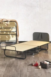 Niron Premium Katlanır Yatak 90x200 cm Paket Yaylı Lüks Yatak ve Kaydırmaz Kumaş Kaplı Karyola thumbnail 2