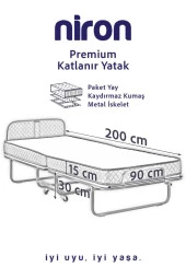 Niron Premium Katlanır Yatak 90x200 cm Paket Yaylı Lüks Yatak ve Kaydırmaz Kumaş Kaplı Karyola thumbnail 5