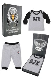 Beşiktaş Orijinal Uzun Kol Bebek Eşofman Takım Hediyelik Ahşap Kutulu - 1