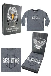 Beşiktaş Orijinal Lisanslı Logo Baskılı Çocuk Sweat Hediyelik Ahşap Kutulu - 1