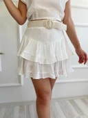 Kadın Fırfırlı Etek Ekru - 3