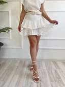 Kadın Fırfırlı Etek Ekru - 2