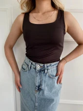 Kadın Kare Yaka Atlet Siyah thumbnail 1