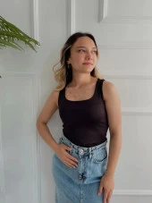 Kadın Kare Yaka Atlet Siyah thumbnail 2