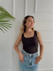 Kadın Kare Yaka Atlet Siyah thumbnail 3