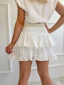 Kadın Fırfırlı Etek Ekru - 4