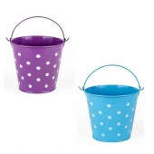 2 PCS VIP DECORATIVE BLUE PURPLE PAİL 2 ADET SAPLI METAL KOVA PUANTİYELİ KOVA MOR KOVA MAVİ KOVA thumbnail 1