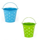 2 PCS VIP DECORATIVE GREEN BLUE PAİL 2 ADET SAPLI METAL KOVA PUANTİYELİ KOVA MAVİ KOVA YEŞİL KOVA thumbnail 1