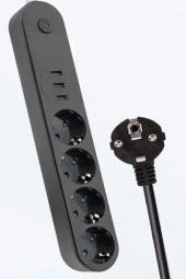 Termal Akım Korumalı Isıya Dayanıklı 4 lü 2 Metre Uzatma 3 Adet USB Usb Şarj Aleti - 1