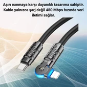 Polham Süper Hızlı Ucu Dönebilen 1.2MT 20W Type-C to iPhone Lightning Şarj Data Kablosu, Ultra Sağlam Kablo - 5