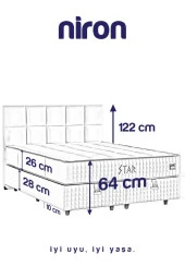 Star Yatak Seti 180x200 cm Çift Kişilik Yaylı Sert Ortopedik Yatak Antrasit Lüks Baza Başlık Takımı - 5