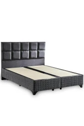Star Yatak Seti 180x200 cm Çift Kişilik Yaylı Sert Ortopedik Yatak Antrasit Lüks Baza Başlık Takımı - 9