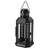 IKEA Enrum 22 Cm Siyah Dekoratif Fener - Çelik Mumluk Şamdan - 1